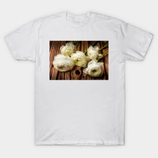 Five White Ranunculos Flowers T-Shirt